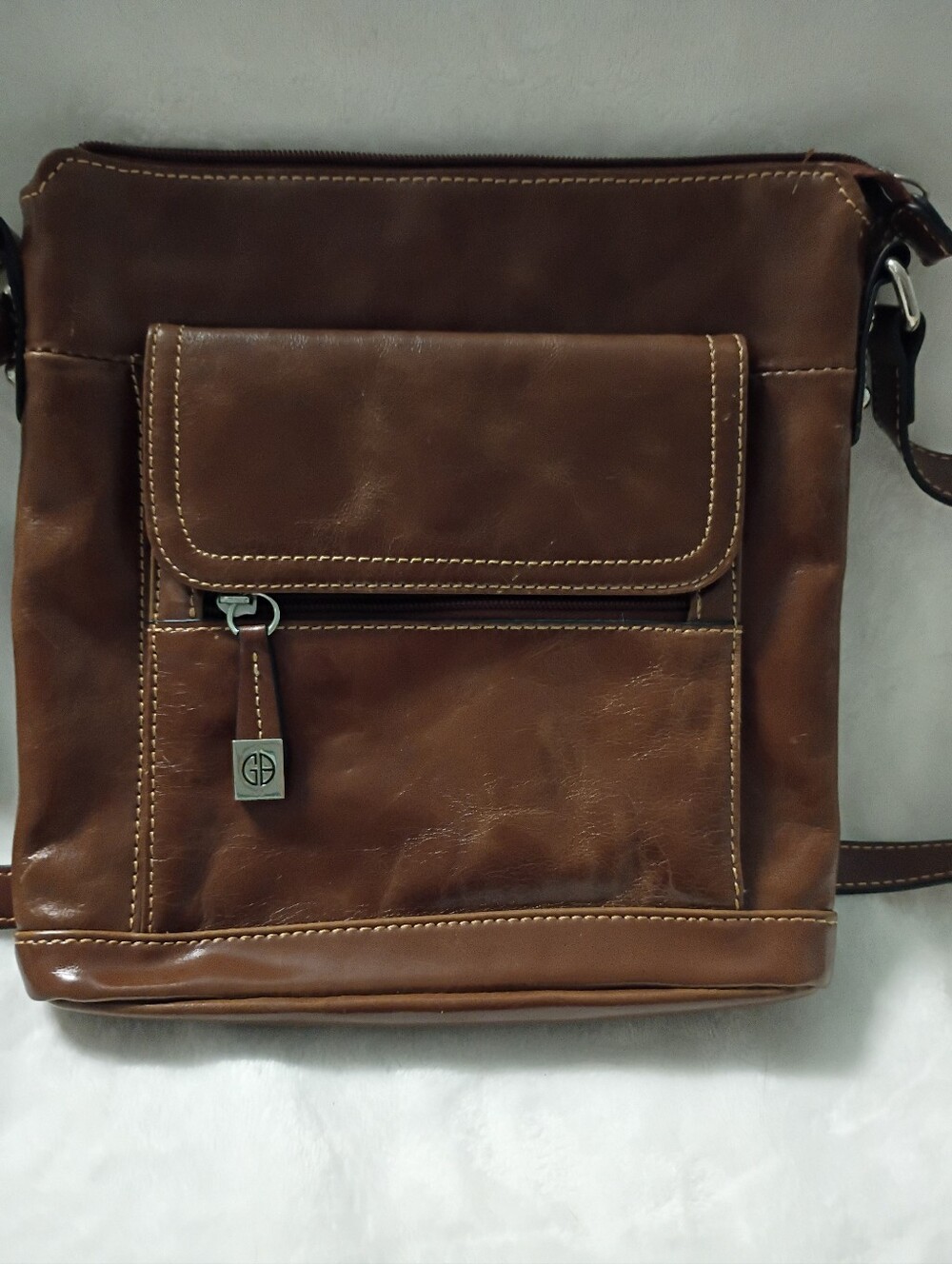 Giani Bernini Brown Leather Messenger Crossbody